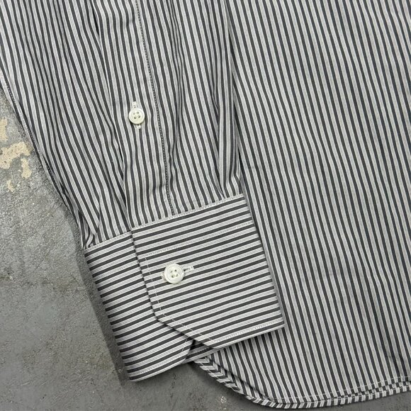 Ermenegildo Zegna Dress Shirt Striped Long Sleeve Cotton White 41 16 Large - Picture 3 of 8
